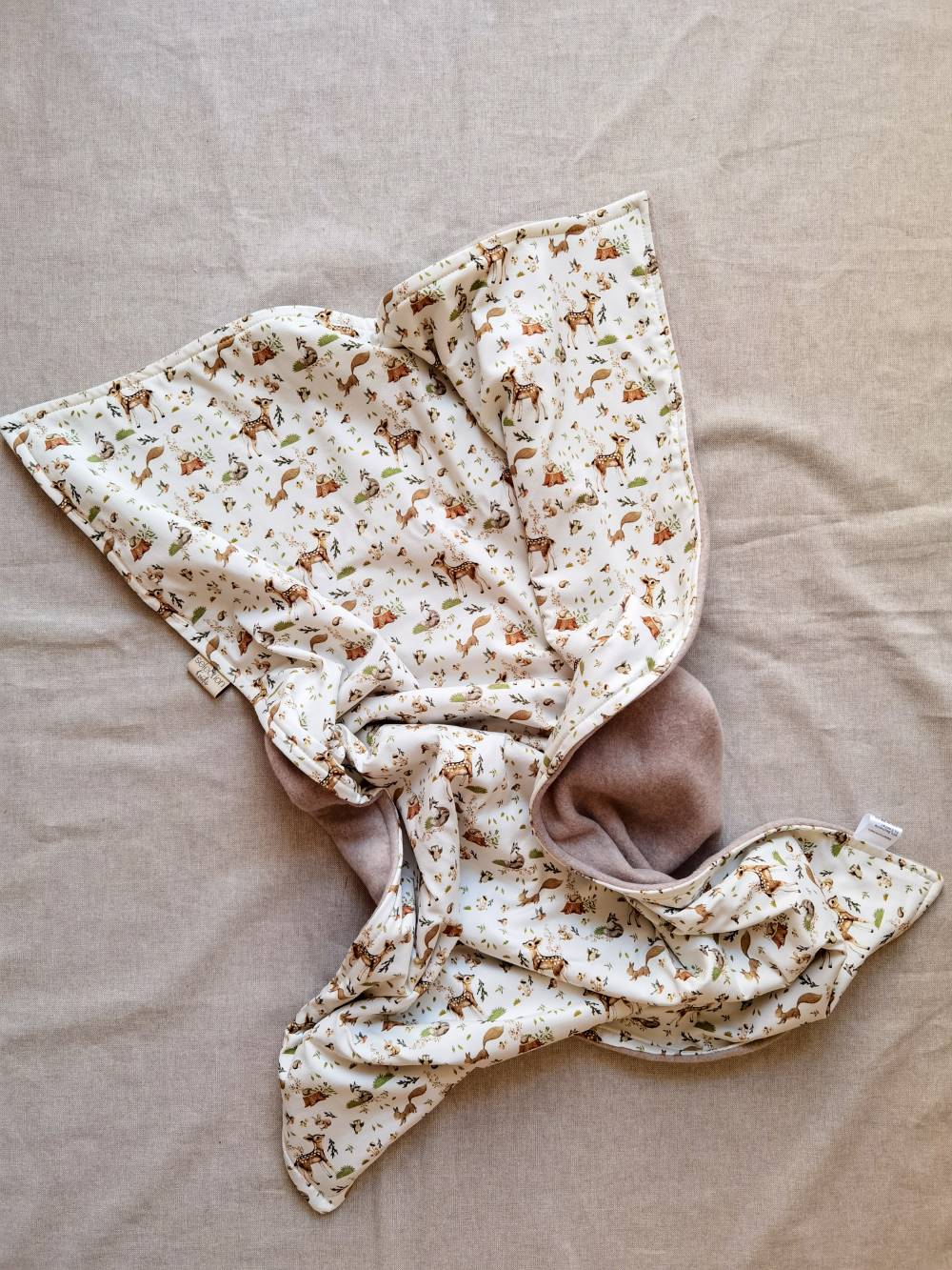 Babydecke Rehlein mit Bio Fleece in Beige