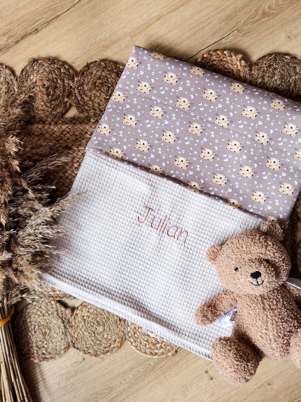 Selectionkreativ - Babydecke Tiger mit Waffelpique Natur