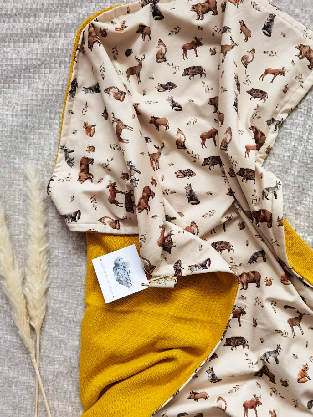 Selectionkreativ - Wildtiere Babydecke in einem schönen weichen Beigejersey