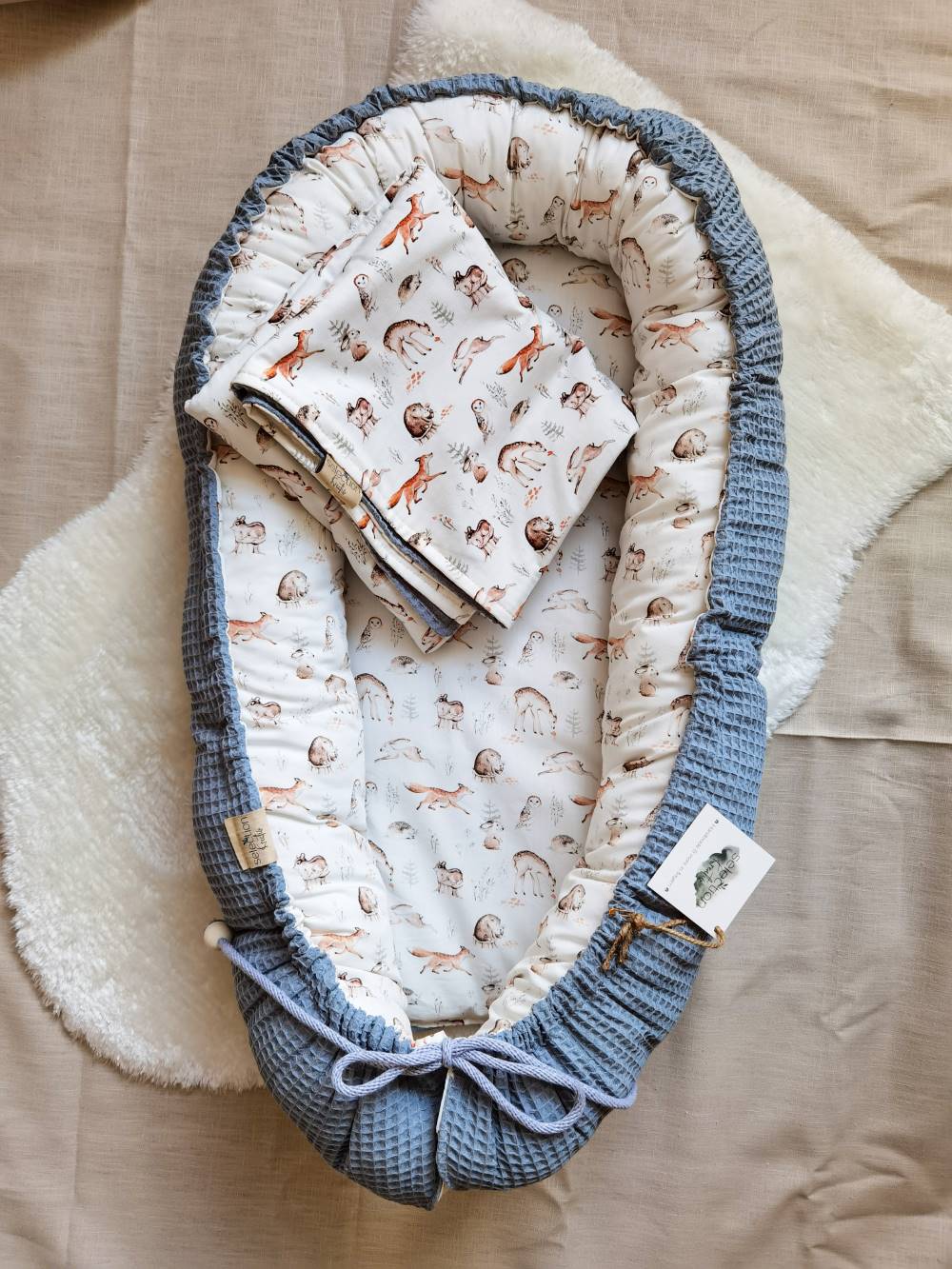 Selectionkreativ - Waldtier Babynest mit Jeansblau