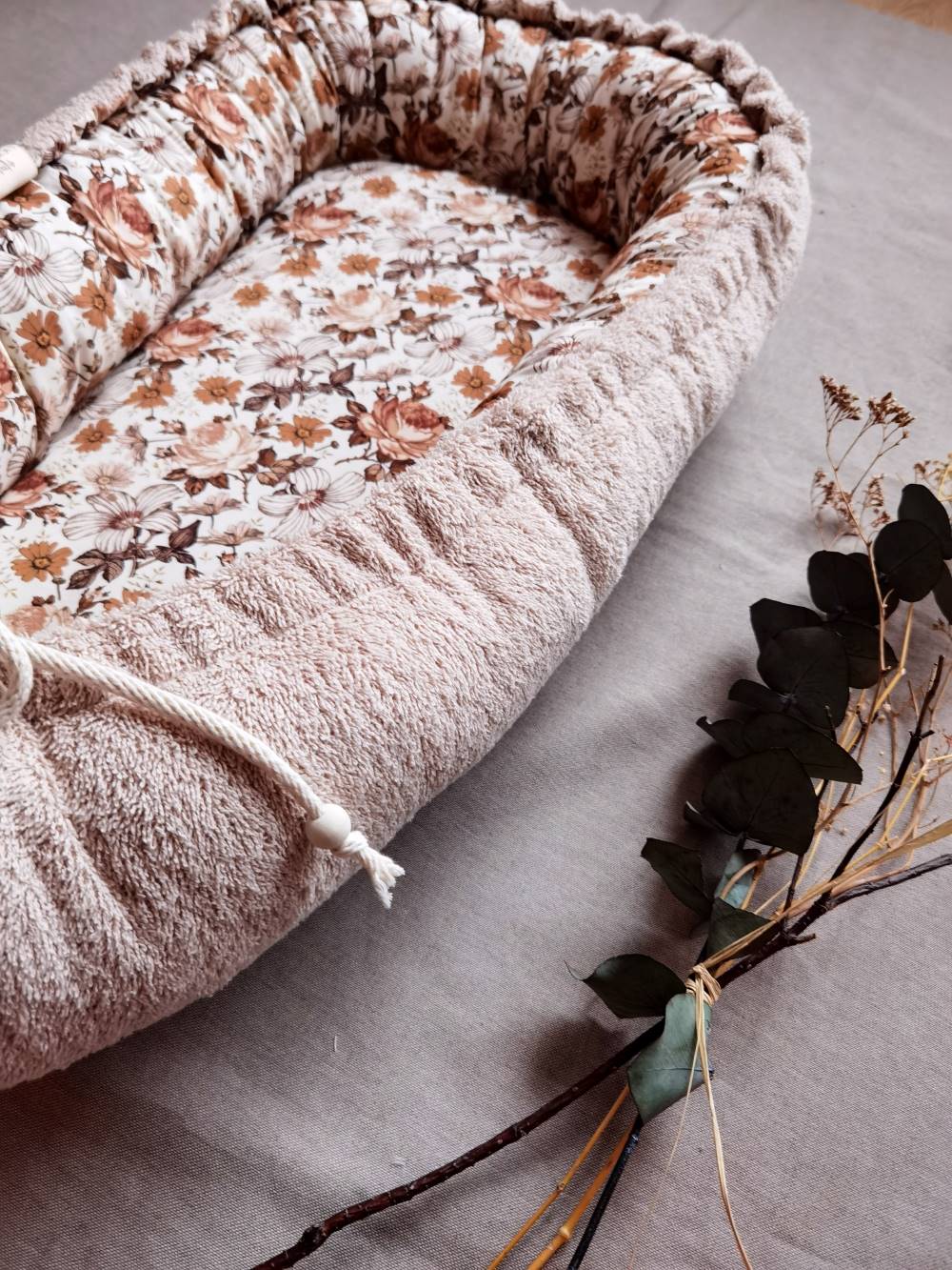 Selectionkreativ - Vintage Baumwollstoff mit Frottee in der Farbe hellbeige