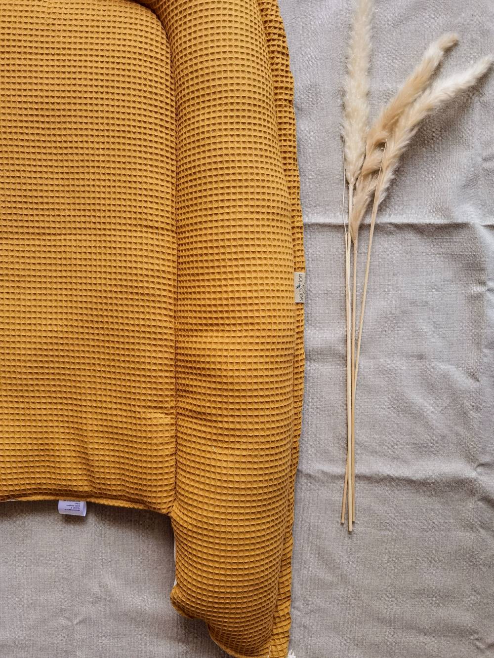 Selectionkreativ - Waffelstoff in der Farbe Heller Senf - Super schick und angenehm auf der Haut