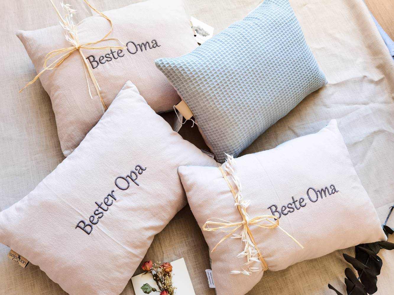 Selectionkreativ - Besticktes Kissen "Bester Opa" oder "Beste Oma"