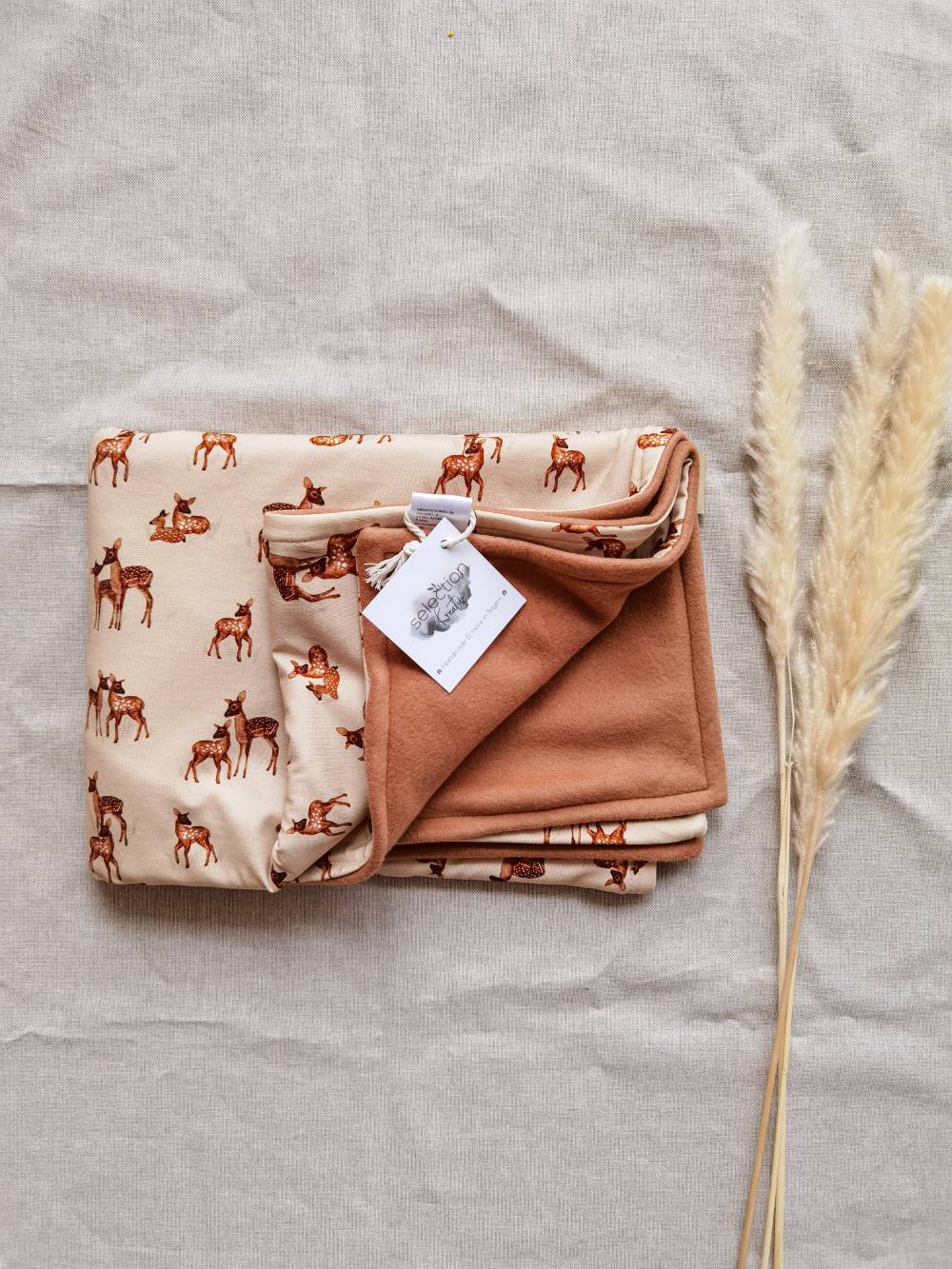 Selectionkreativ - Rehlein Babydecke mit kuschelweichen Bio Fleecestoff