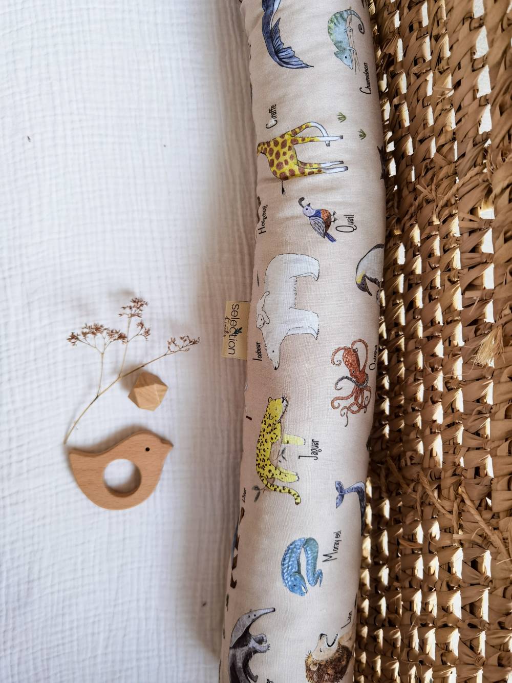 Selectionkreativ - Kinderwagenumrandung im wunderschönen Tierdesign mit Eisbär, Tiger und alles ist beschriftet. So lernen die kleinen die Tiere schon ganz früh kennen