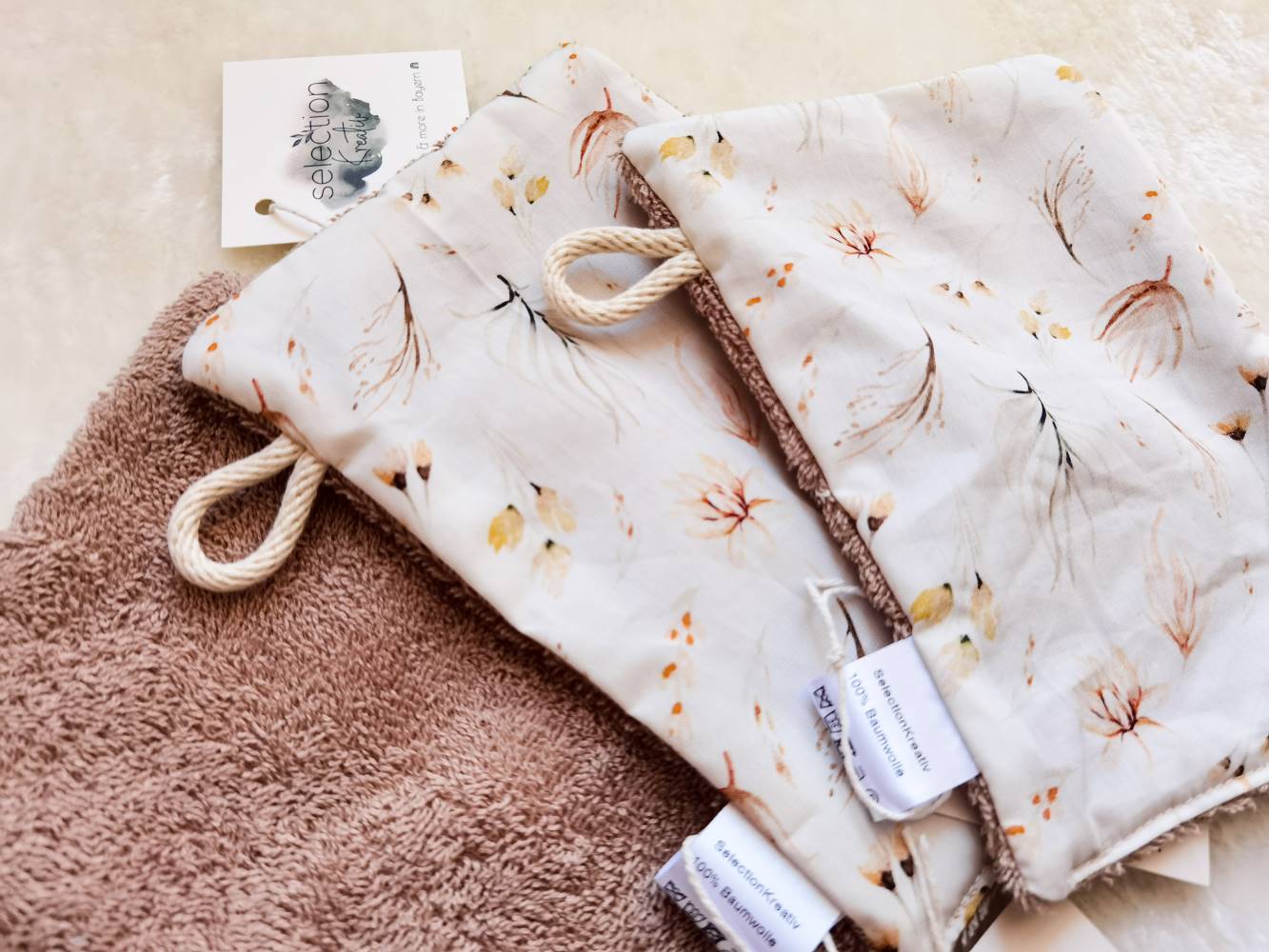 Selectionkreativ - Kuschelweiche Washpads mit Waschhinweis von Inhaberin Silvia Aigner