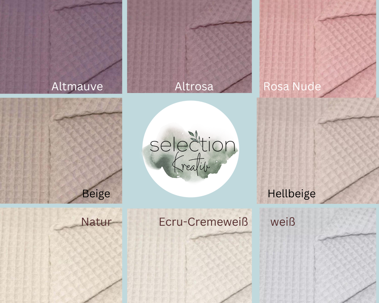 Selectionkreativ - Farbweltübersicht in Rot und Cremetöne in Waffelstoff
