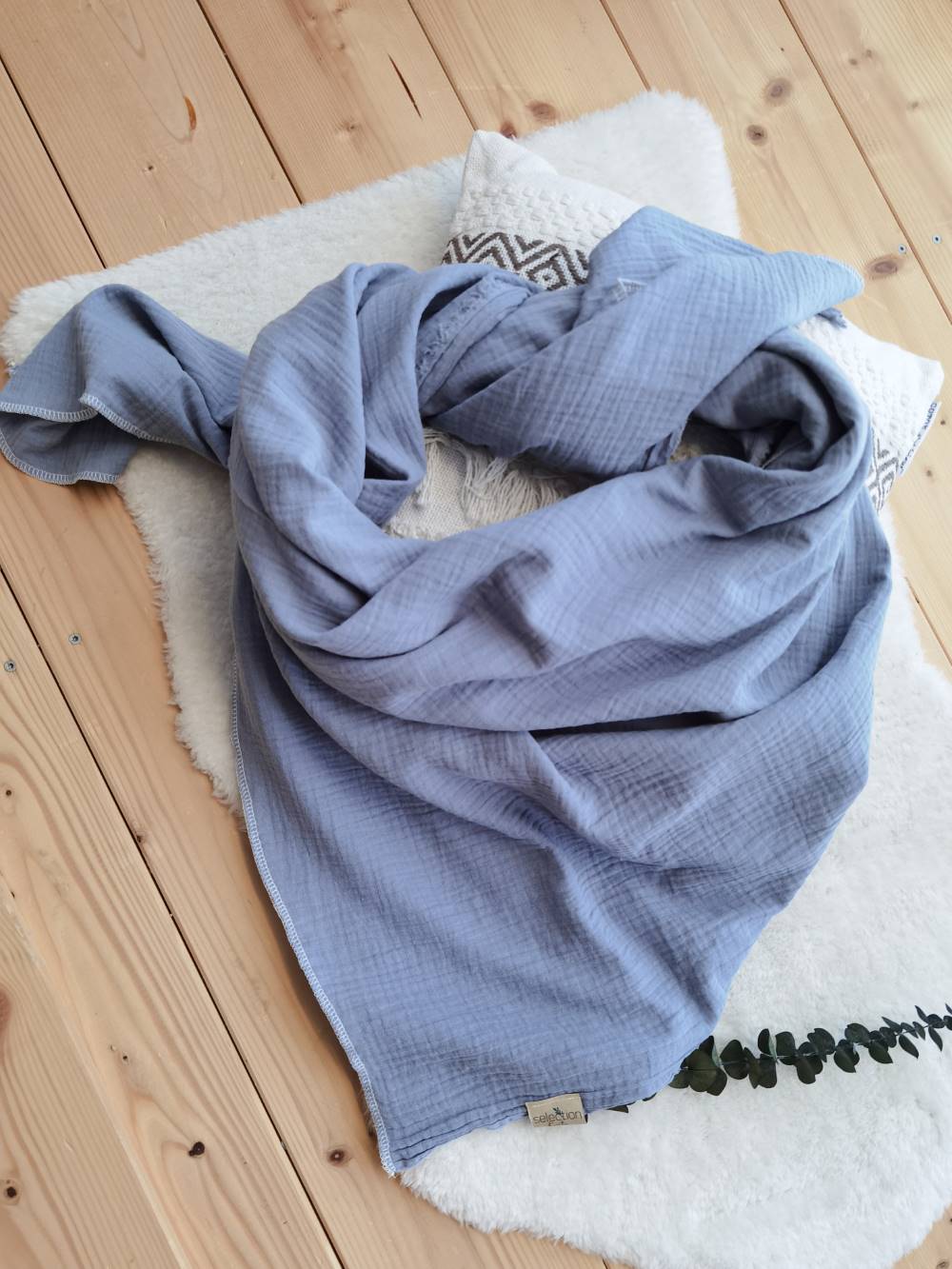 Musselintuch Jeansblau
