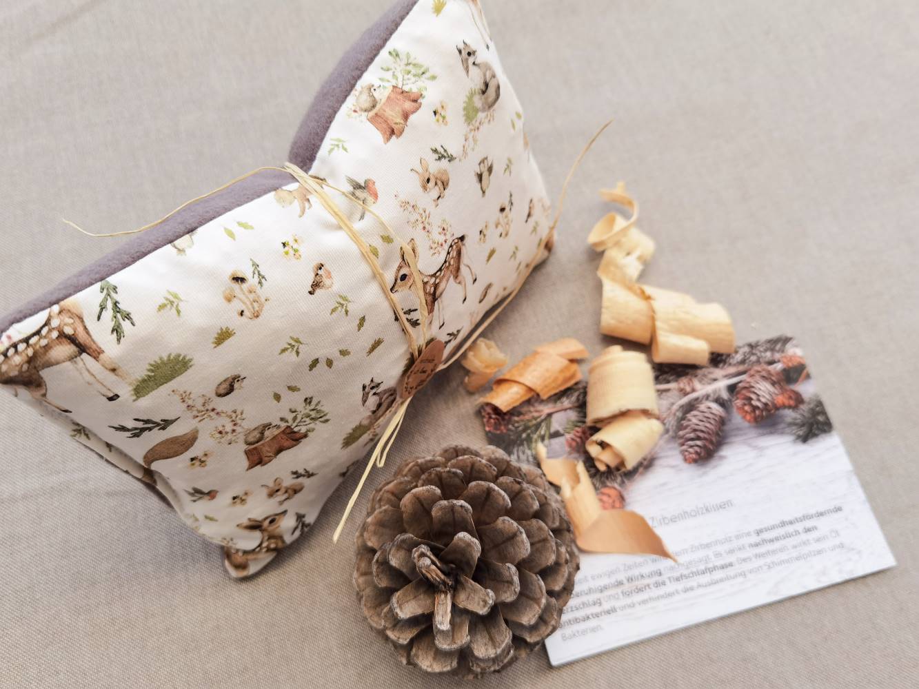 Selectionkreativ - Zirbenkissen Rehlein mit Kuschelstoff Bio Fleece
