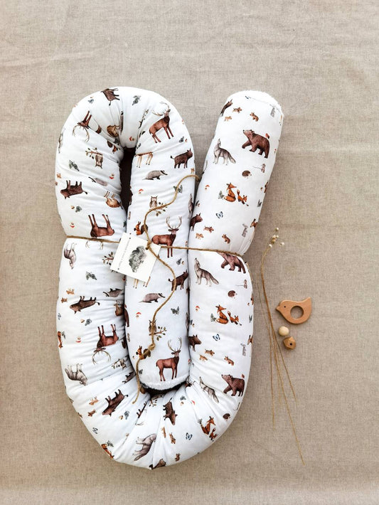 Selectionkreativ - Bettsclange mit tollen Wildtieren auf weißem Baumwollstoff 